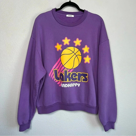 Madhappy Purple Yellow Lakers Heritage Crewneck Sweatshirt Medium - Picture 9 of 9